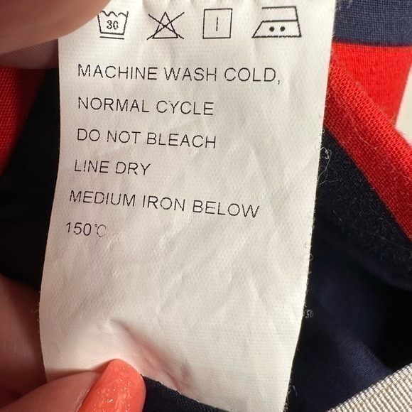 Ochirly Red and Navy Striped Mini Dress Size Small - Picture 4 of 5